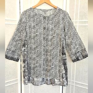 Habitat linen cotton  white black buttoned shirt New